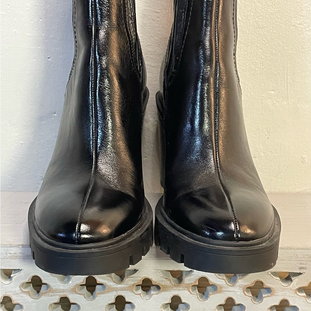 #0105 NWOT-dolce vita Rugged black elastic top side zip moto boot 3.5 heel-7.5 - Picture 4 of 9
